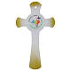 White glass cross with gold glitter and Jubilee 2025 logo, 13x8 in s1