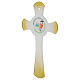 Cruz círculo vidrio blanco purpurina oro Jubileo 2025 34x20 cm s3