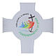 Croce cerchio glitter argento Giubileo 2025 vetro bianco 34x20 cm s2