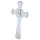 Croce cerchio glitter argento Giubileo 2025 vetro bianco 34x20 cm s3