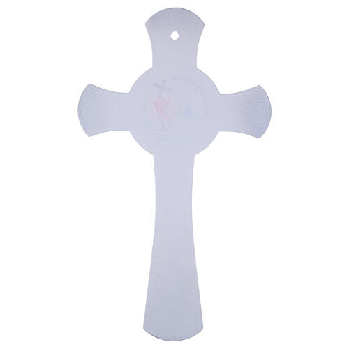Silver Glitter Circle Cross Jubilee 2025 in White Glass, 34x20 cm 4