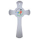 Silver Glitter Circle Cross Jubilee 2025 in White Glass, 34x20 cm s1