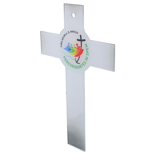 Cruz blanca con purpurina de vidrio Jubileo 2025 47x30 cm 3