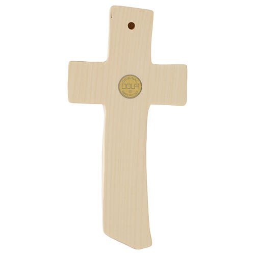 Stylised natural wood wall crucifix, Val Gardena 3