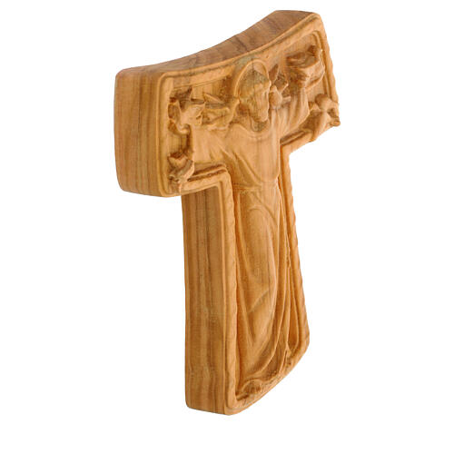 Olive wood Crucifix St. Francis Tau 15 cm Val Gardena 3