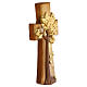 Croce in legno d'acero Albero della Vita Val Gardena colorato foglia oro s2