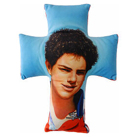 Carlo Acutis cross-shaped pillow, 12x9.5 in