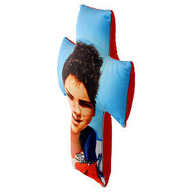 Carlo Acutis cross-shaped pillow, 12x9.5 in