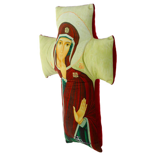 Virgin of Silence, cross-shaped pillow, 18x12 in 2