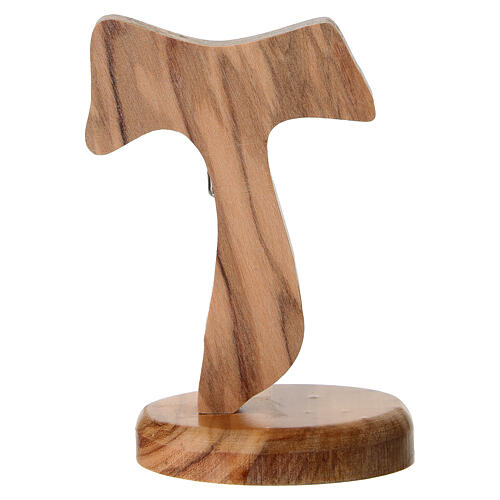 Croce Tau da tavolo in legno d'ulivo nazionale 10x6 cm 3