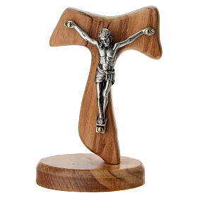 Cruz Tau de mesa em madeira de oliveira nacional 10x6 cm