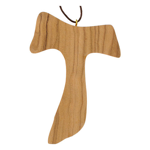 Croce Tau legno d'ulivo italiano 9x6 cm 3