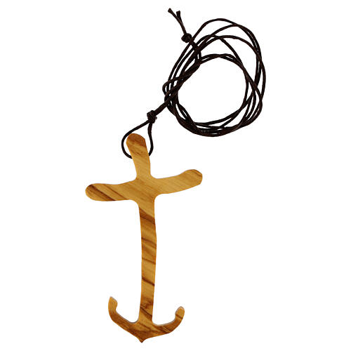 Anchor Cross of Salvation, Italian olivewood, 3x2 in 3