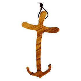 Croix Ancre du Salut bois d'olivier italien 8x5 cm