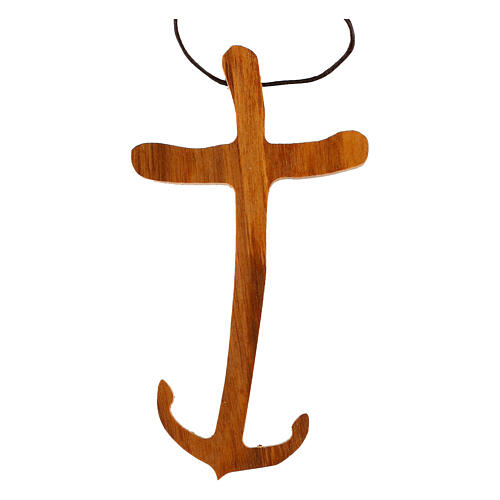 Italian olivewood anchor of hope cross with prayer, 4x2 in 1