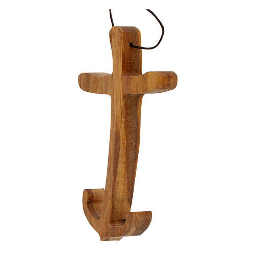 Italian olivewood anchor of hope cross with prayer, 4x2 in 2
