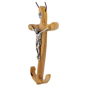 Cruz de madera de olivo italiano ancla de la esperanza 14x7 cm