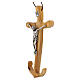Croix en bois d'olivier italien ancre de l'espérance 14x7 cm s2