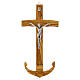 Anchor of Salvation Cross in Italian Olive Wood with Metal Christ Body, 20x10 s1