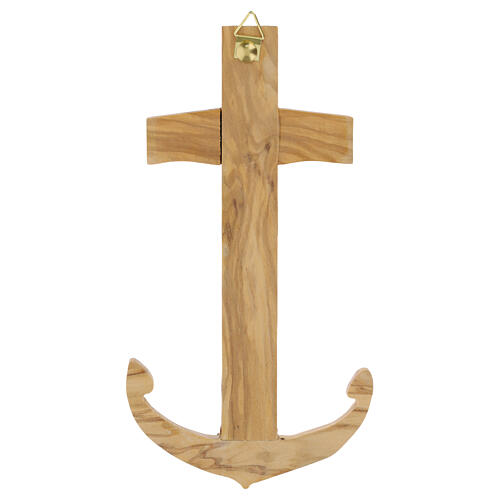 Cruz âncora da salvação oliveira italiana 23x12 cm 3