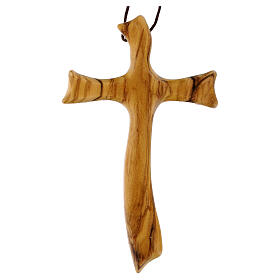 Anhänger „Wellenkreuz“ aus italienischem Olivenholz, 11 x 7 cm