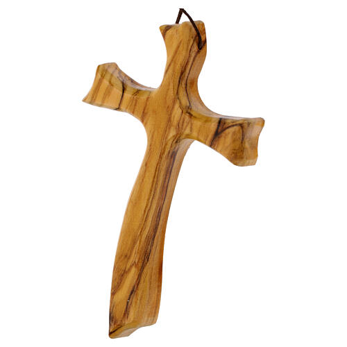 Italian Olive Wood Wave Cross Pendant, 11x7 cm 2