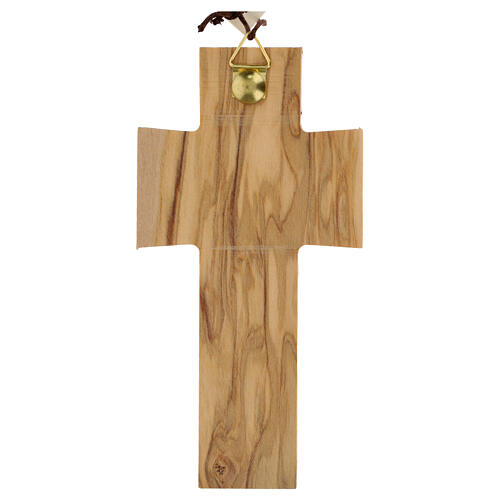 Cruz em madeira de oliveira nacional com Trindade em metal 13x8 cm 3