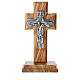 Cruz de mesa em madeira de oliveira italiana Trindade em metal 15x7 cm s1