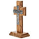 Cruz de mesa em madeira de oliveira italiana Trindade em metal 15x7 cm s2