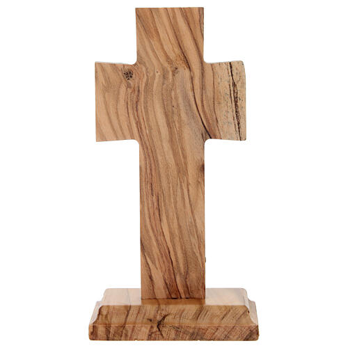 Table Cross Trinity Metal in Italian Olive Wood, 15x7 cm 3