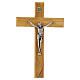 Crucifix en bois d'olivier italien 16x10 cm corps en métal s1