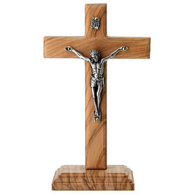 Cruz clássica de mesa em madeira de oliveira nacional 17x10 cm