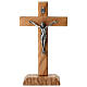 Cruz clássica de mesa em madeira de oliveira nacional 17x10 cm s1