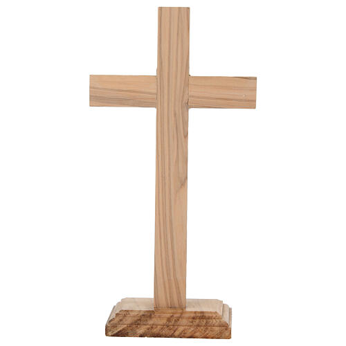 Crucifixo de mesa madeira de oliveira nacional corpo metal 20x10 cm 3