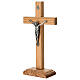 Crucifixo de mesa madeira de oliveira nacional corpo metal 20x10 cm s2