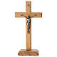 National olive wood table crucifix metal body, 20x10 cm s1