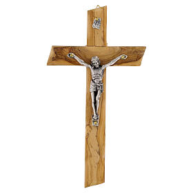 Italian olivewood crucifix with irregular edges, 7x4 in