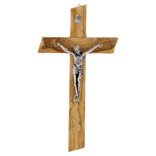 Italian olivewood crucifix with irregular edges, 7x4 in 1