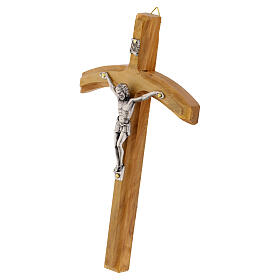 Italian olivewood Roman cross with metal body, 7x4 in