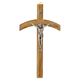 Cruz romana em madeira de oliveira italiana com corpo em metal 18x10 cm