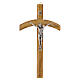 Roman olive wood wall cross with metal Christ body, 18x10 cm s1