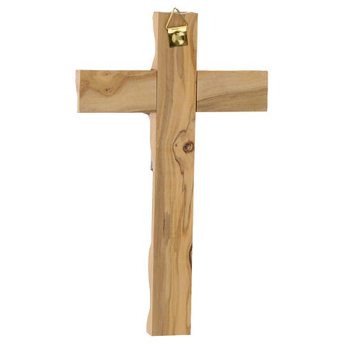 Wall cross in Italian olivewood with metal body, 9x5.5 in 3