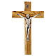 Italian olive wood wall cross with metal body of Christ, 23x14 cm s1