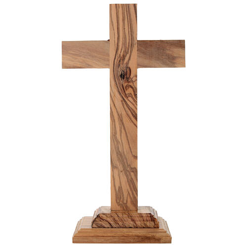 Crucifixo de mesa 27x14 cm em madeira de oliveira bordas irregulares 3