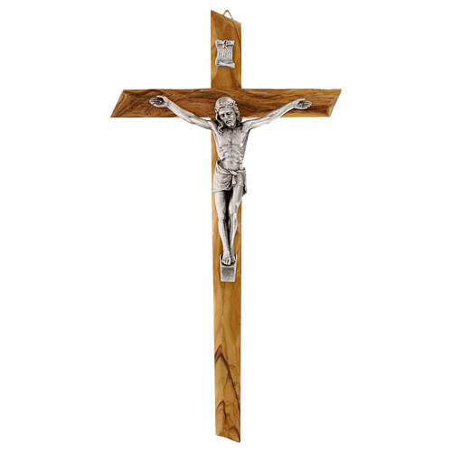 Crucifijo bordes irregulares olivo italiano 28x15 cm 1