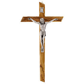 Crucifixo com bordas irregulares em oliveira italiana 28x15 cm