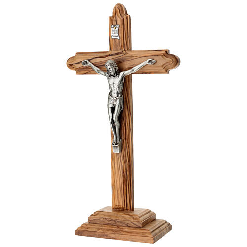 Cruz de mesa barroca em madeira de oliveira nacional 30x16 cm 2