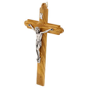 Croce barocca in legno d'olivo italiano 28x16 cm