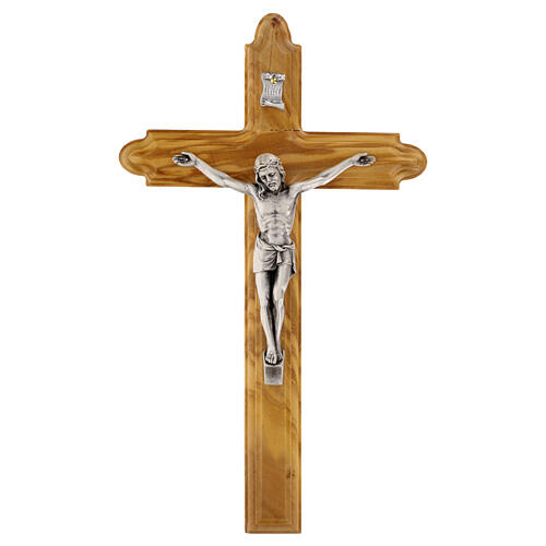 Croce barocca in legno d'olivo italiano 28x16 cm 1