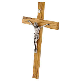 Irregular Italian olivewood crucifix, 14x7.5 in